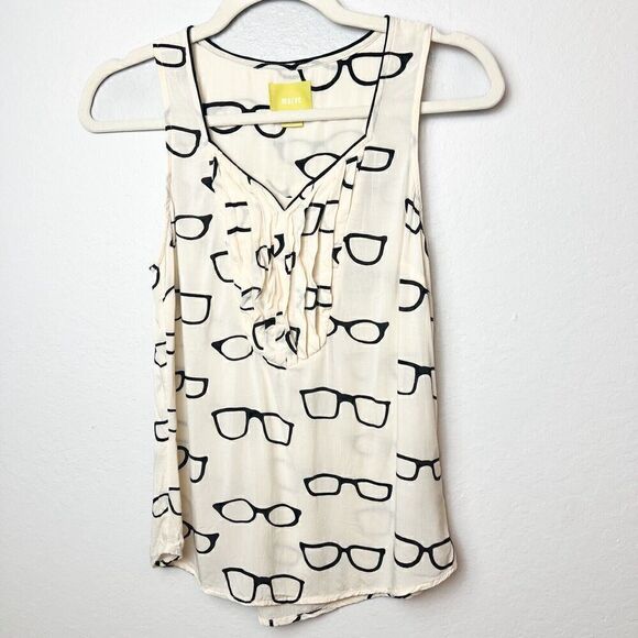 Anthropologie by Maeve Reading Glasses Print Size 0 Kitsch Boho Nerd NWOT - Picture 3 of 5